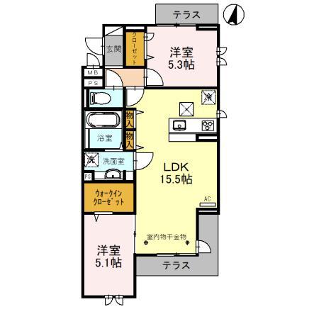 センカ II(2LDK/1階)の間取り写真