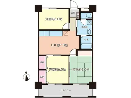 ミカドオクション(3DK/5階)の間取り写真