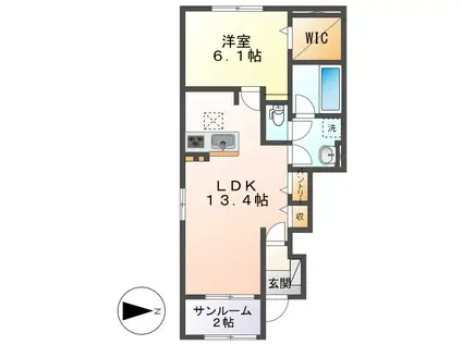 水島臨海鉄道 浦田駅(岡山) 徒歩5分 2階建 築4年(1LDK/1階)の間取り写真
