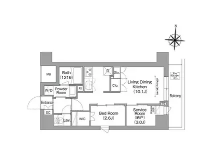 コンフォリア・リヴ南品川(1SLDK/2階)の間取り写真