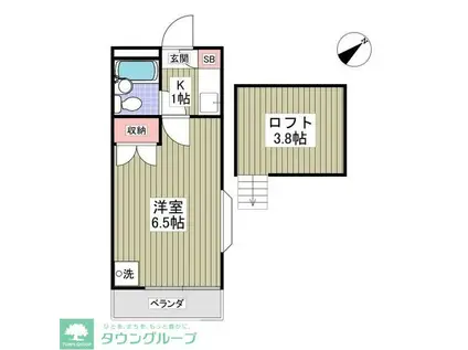 ガザニア(1K/2階)の間取り写真