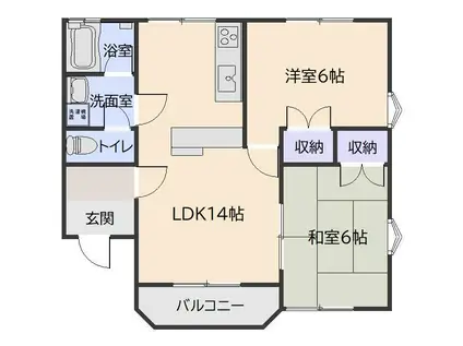 サンヒルズ藤 B(2LDK/2階)の間取り写真