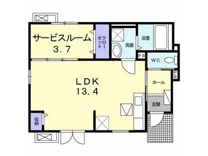 フォルトゥナ(1LDK/1階)の間取り写真