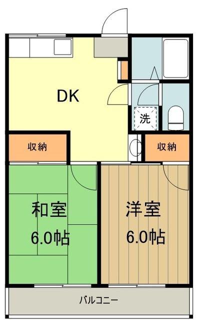 コーポ金森II(2DK/2階)の間取り写真