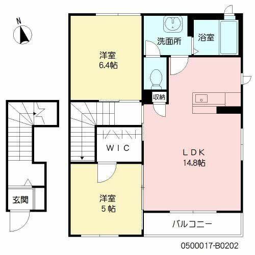 テラスハウスA2(2LDK/2階)の間取り写真