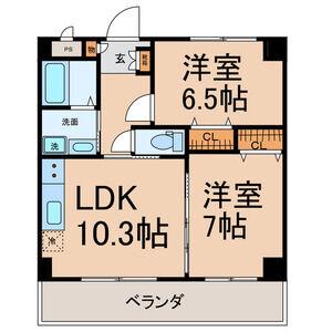 グランド左右木(2LDK/2階)の間取り写真