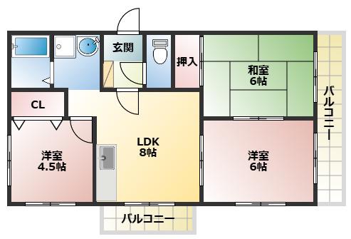 ハイツ神田(3LDK/2階)の間取り写真