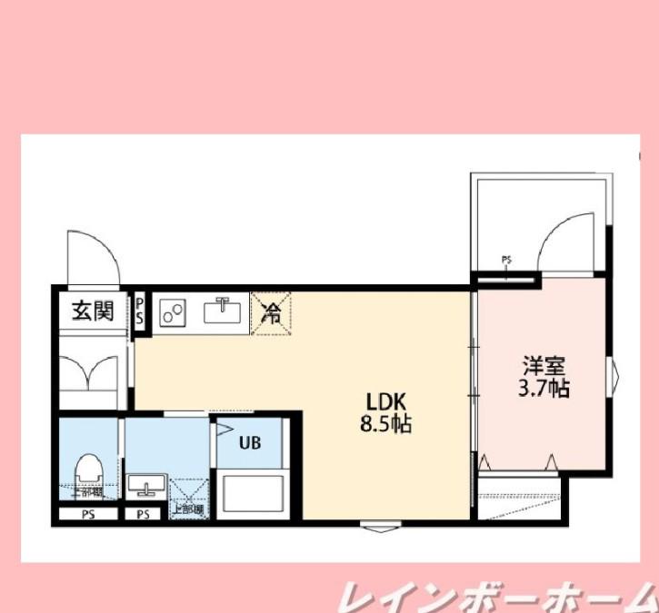 リュクスシティー鎌ヶ谷(1LDK/2階)の間取り写真