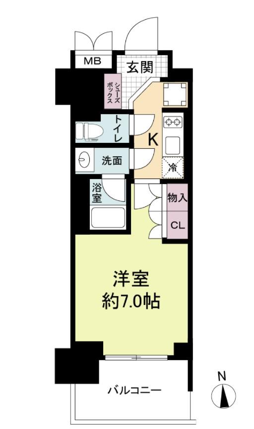 ルネフラッツ谷町四丁目(1K/10階)の間取り写真