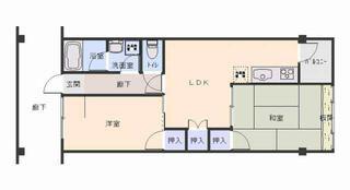 由宇建材ビル(2DK/2階)の間取り写真