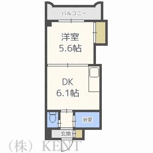 エンドレス琴似A棟(1DK/3階)の間取り写真