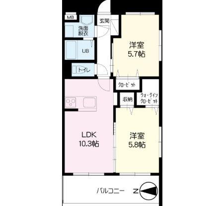 ウイング コート(2LDK/2階)の間取り写真