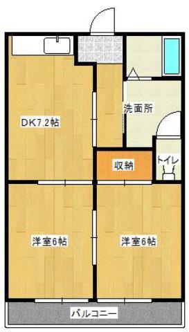 レクセル亀の甲(2DK/2階)の間取り写真