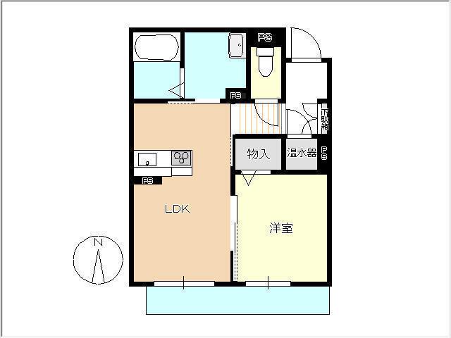 ヒルズエルドラード(1LDK/2階)の間取り写真