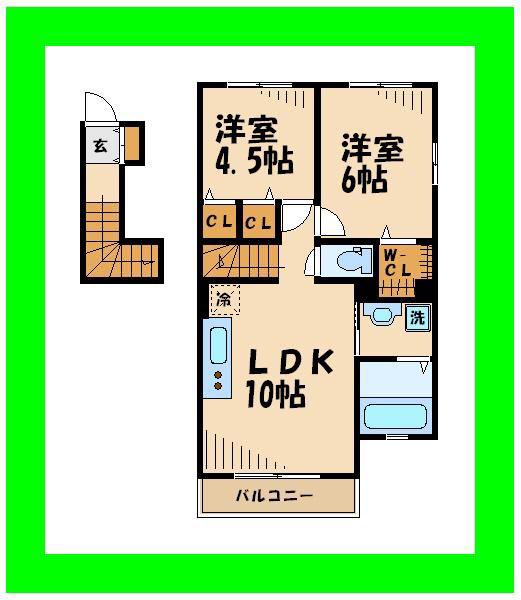 REVEUR CONSTELLATION(2LDK/2階)の間取り写真
