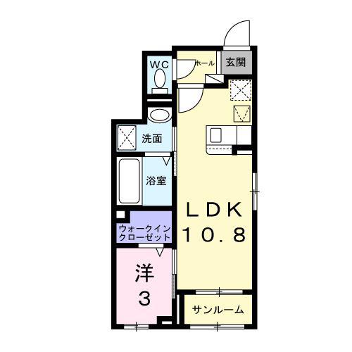エムアンドエフ(1LDK/1階)の間取り写真