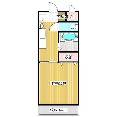 アーバンライフ大坪(1K/2階)の間取り写真