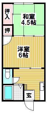 KAWプチハイツ(2DK/1階)の間取り写真