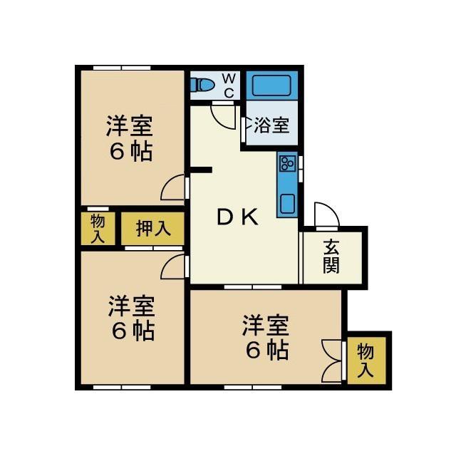 シャトレエクレール(3DK/2階)の間取り写真