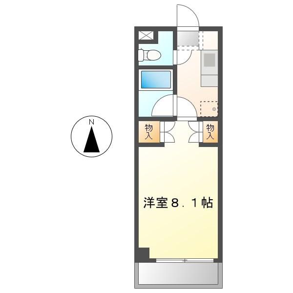 さくら小径(1K/4階)の間取り写真