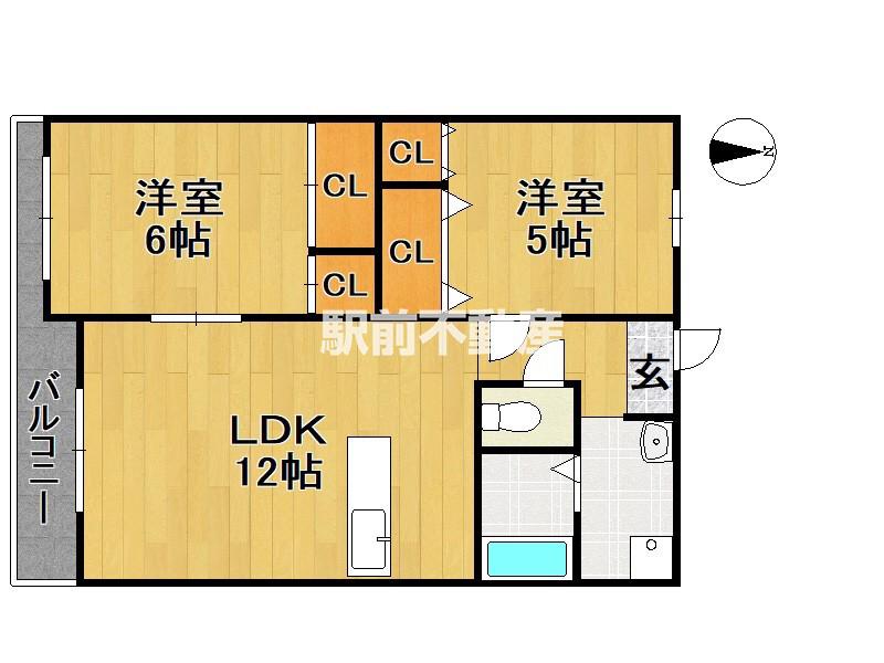 SUNDAY御井駅前(2LDK/3階)の間取り写真