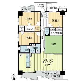 ベルシャトウ東浦和(4LDK/2階)の間取り写真
