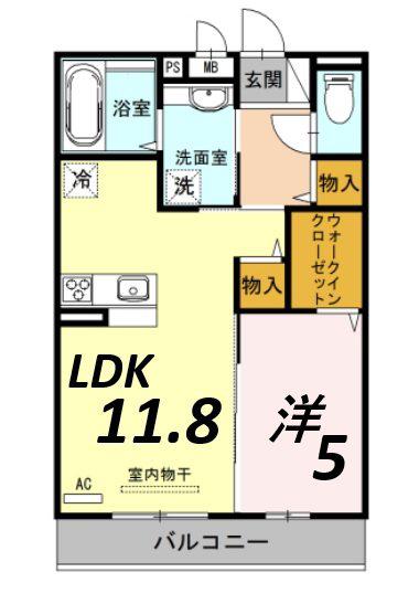 THE RESIDENCE 姫路神屋町(1LDK/2階)の間取り写真