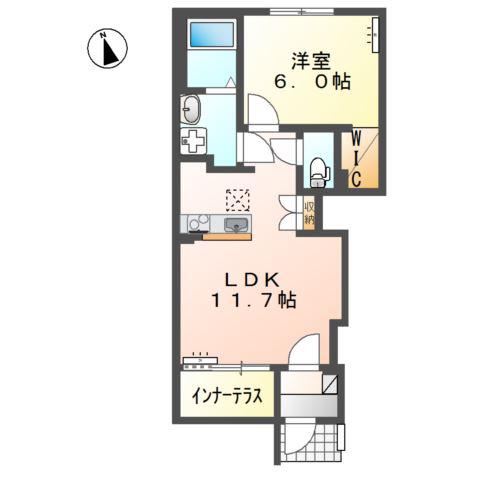 黒田アパート(1LDK/1階)の間取り写真