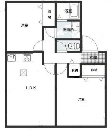パストラル B棟(2LDK/1階)の間取り写真