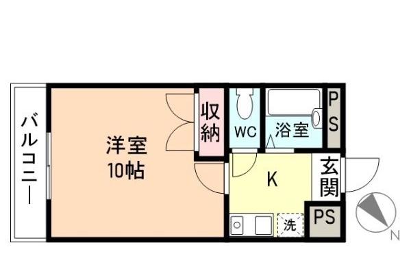 アンサンブル山室(1K/3階)の間取り写真