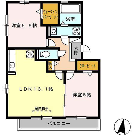 セジュール花萌(2LDK/3階)の間取り写真