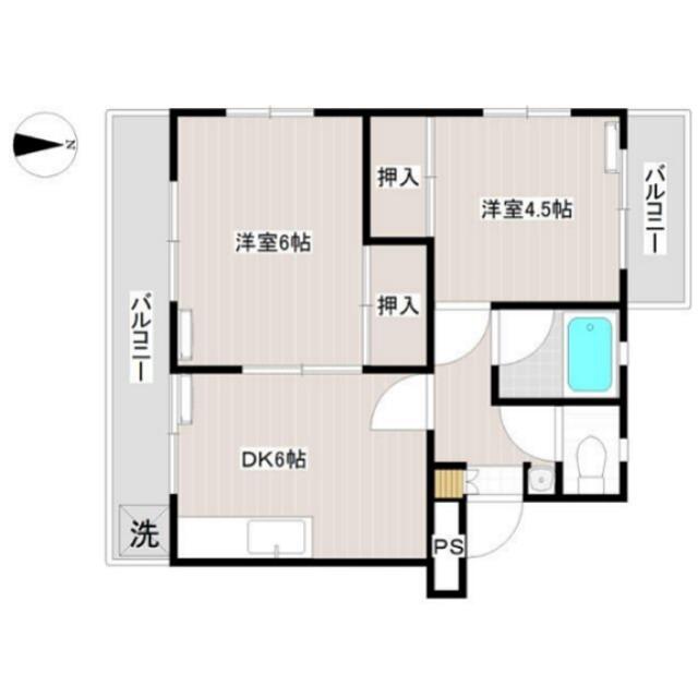 海老名三紫コーポ(2DK/2階)の間取り写真