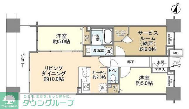 クレストシティータワーズ横浜(2SLDK/2階)の間取り写真