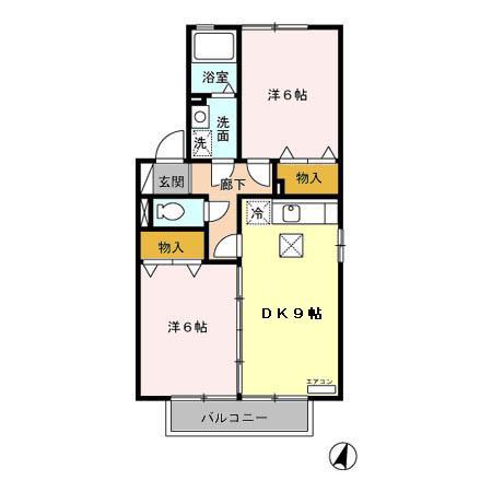 アムール(2DK/1階)の間取り写真