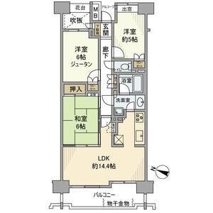 ヒルズシンフォニア北浦和(3LDK/5階)の間取り写真