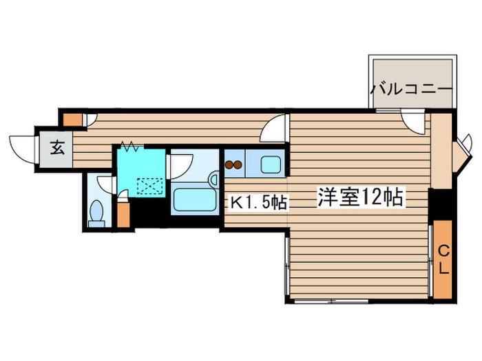 ライオンズMS北大前第2(1K/5階)の間取り写真