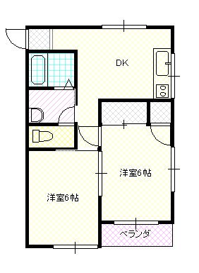 コーポ光(2DK/1階)の間取り写真