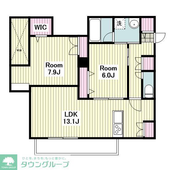 MILLE MERCIS(2LDK/2階)の間取り写真