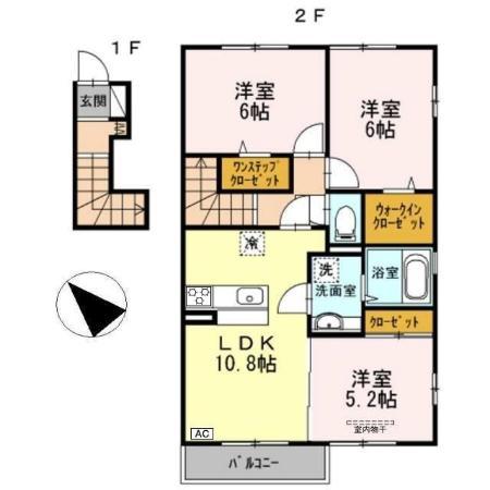 プランドール東原I(3LDK/2階)の間取り写真
