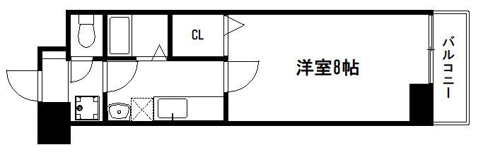 ビレイユ眞英四条柳馬場パートII(1K/5階)の間取り写真