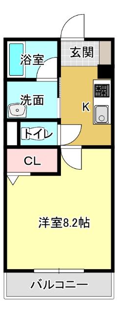 Mスクエア コート(1K/1階)の間取り写真