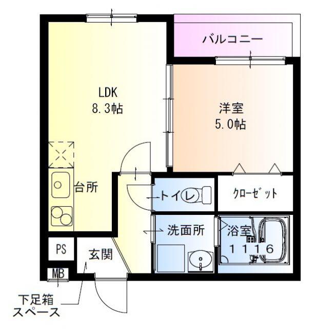 フジパレス中之島II番館(1LDK/1階)の間取り写真