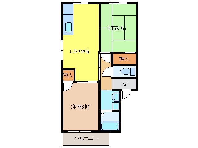 ファミール栄(2LDK/2階)の間取り写真