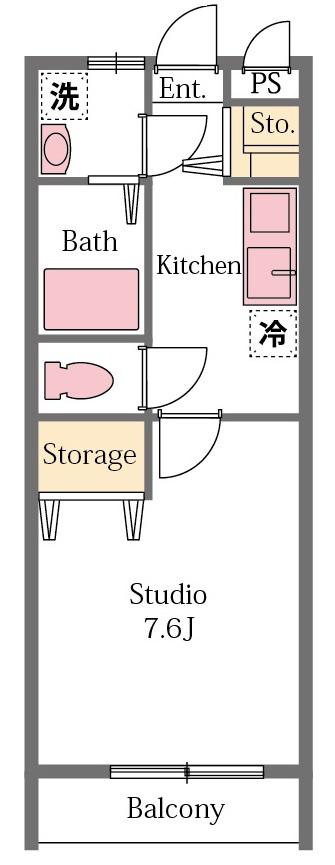 ベルリーソ川越(1K/1階)の間取り写真