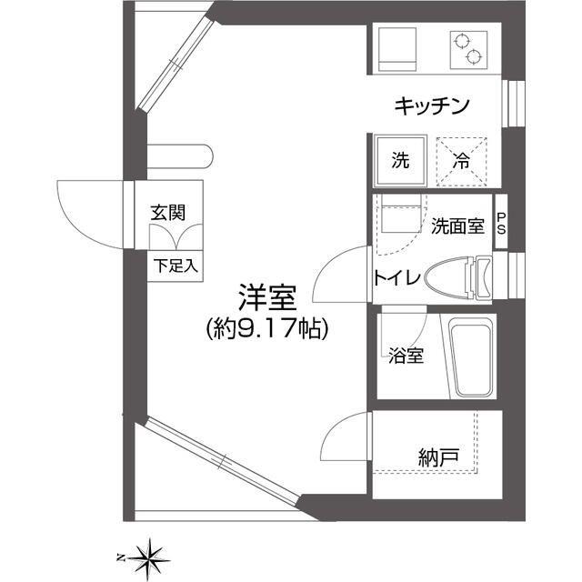 プラティーク白金(ワンルーム/2階)の間取り写真