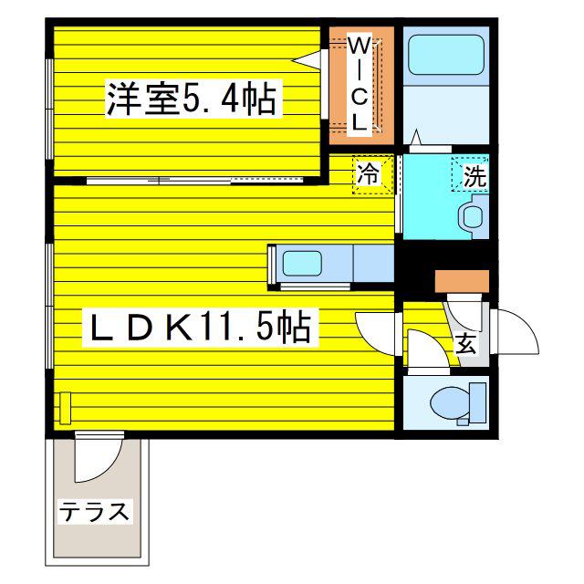 スタジオ19(1LDK/1階)の間取り写真