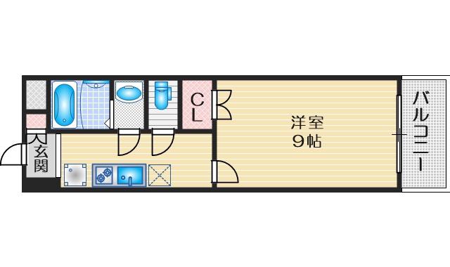 童夢江坂(1K/6階)の間取り写真
