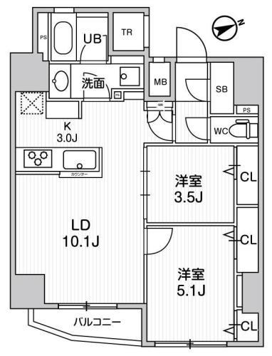 GRACIA PLACE浅草橋(2LDK/5階)の間取り写真