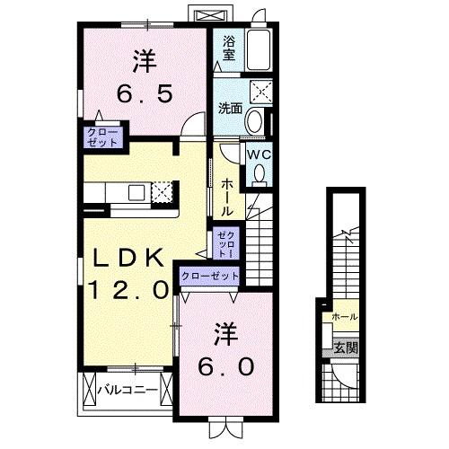 プラシードI(2LDK/2階)の間取り写真