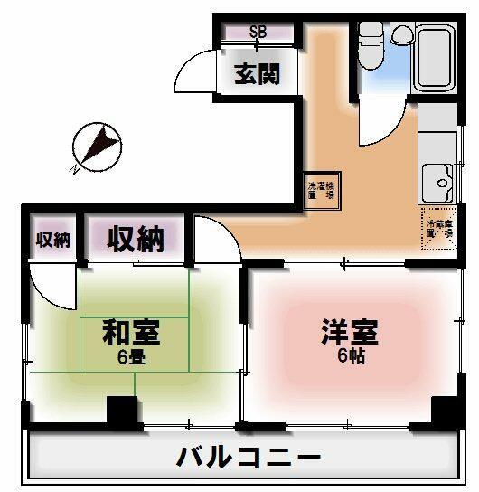 聖心ハイツ(2DK/3階)の間取り写真